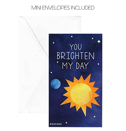 Nerdy Words Mini Outer Space Stars, Ship and Planets Funny Valentines (Wallet-Sized Valentines with Tiny Envelopes) Rocket Ship Cards for Valentine's Day (Set of 24) - Image 4