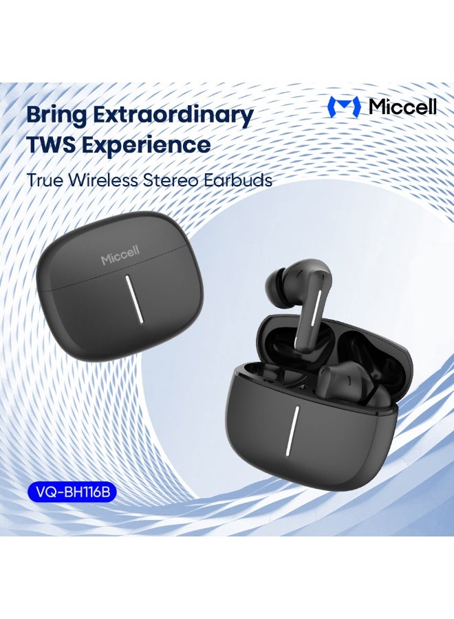 ميكسل سماعات أذن لاسلكية داخل الأذن Miccell BH116B بتقنية بلوتوث 5.4 وعمر بطارية 20 ساعة ومحرك 13 ملم - Image 2