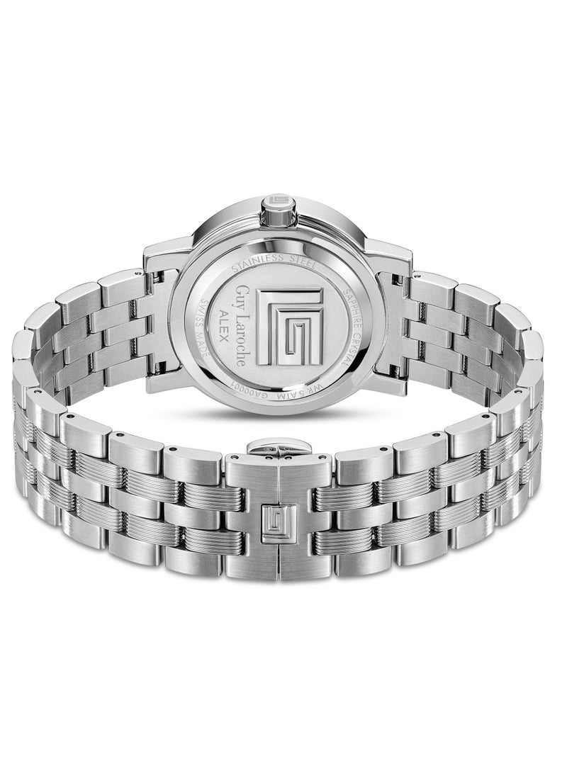 Guy Laroche Alex Watch for Men with Silver Stainless Steel Bracelet 42 mm 5 Atm  - Image 3