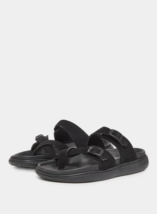 Styli Double Strap Buckle Toe Ring Sandals