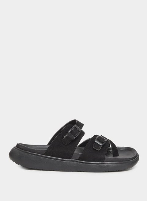 Double Strap Buckle Toe Ring Sandals