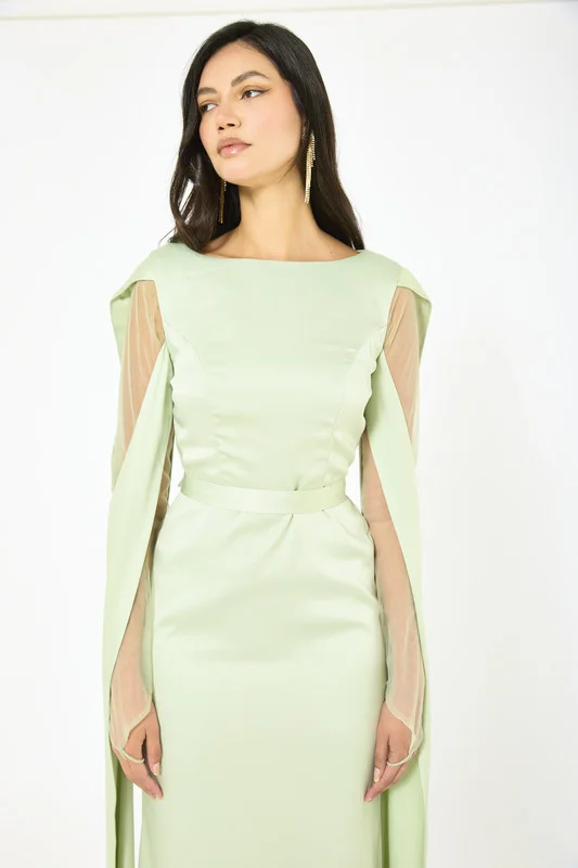 Iyra  Split Sleeve Cape Panel Gown for Women | Best Price UAE