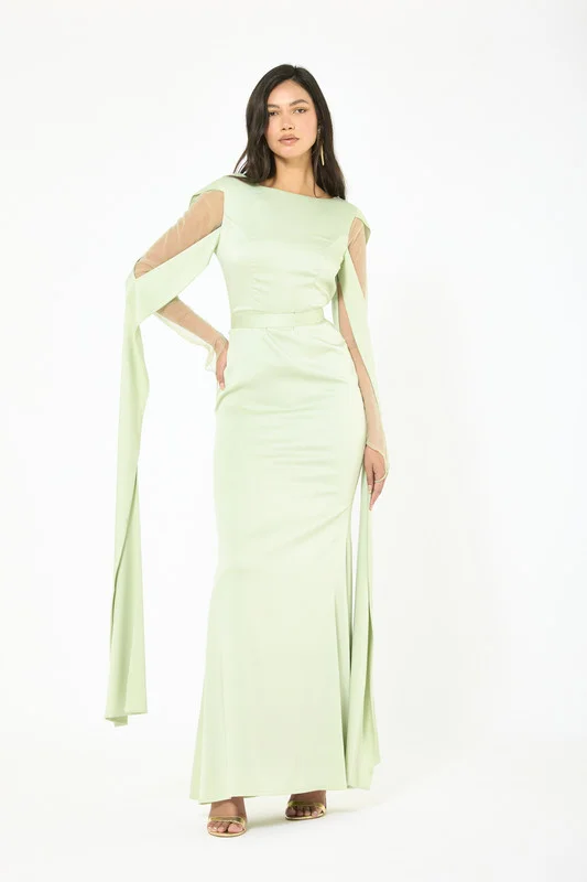 Iyra Split Sleeve Cape Panel Gown