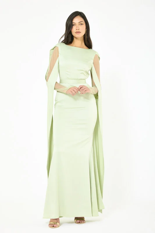 Iyra Split Sleeve Cape Panel Gown