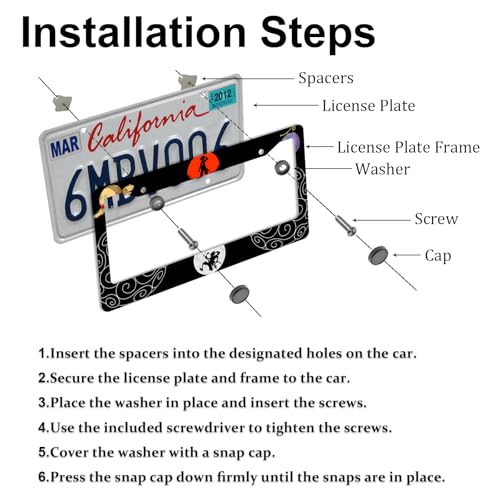 DGDRHZ Anime one License Plate Frames，Anime Piece Car Accessories for Women & Men，Cute License Plate Holder，Aluminum License Plate Frame Fits Standard US Vehicles Size 12.2 x 6 Inch (Black-2pcs) - Image 4
