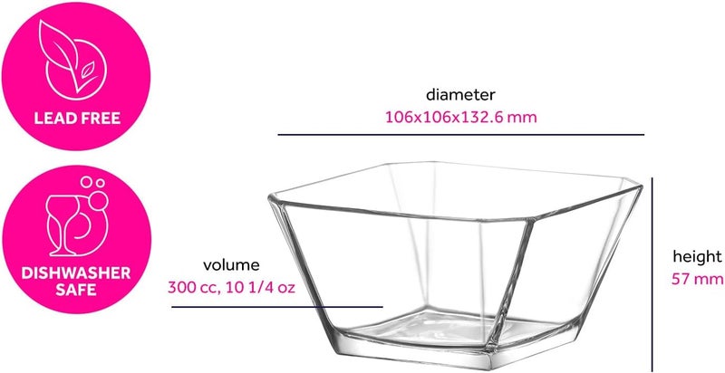 LAV Glass Serving Bowls Set of 6  10 oz Small Bowls for Desserts Fruit and Ice Cream  10 oz Capacity - Image 5