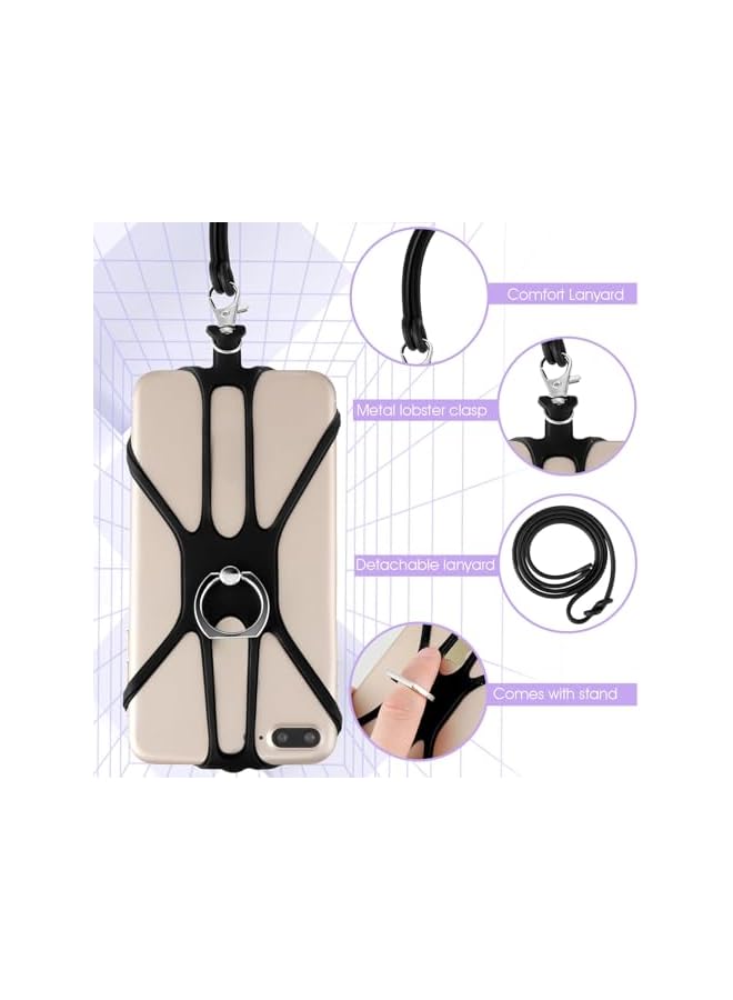Green Tiger 2 PCS Comfortable Universal Phone Lanyard, Cell Phone Lanyard Neck Strap 2 in-1 Phone Strap with Finger Ring Holder Compatible with Most Smartphones (Black) - Image 5
