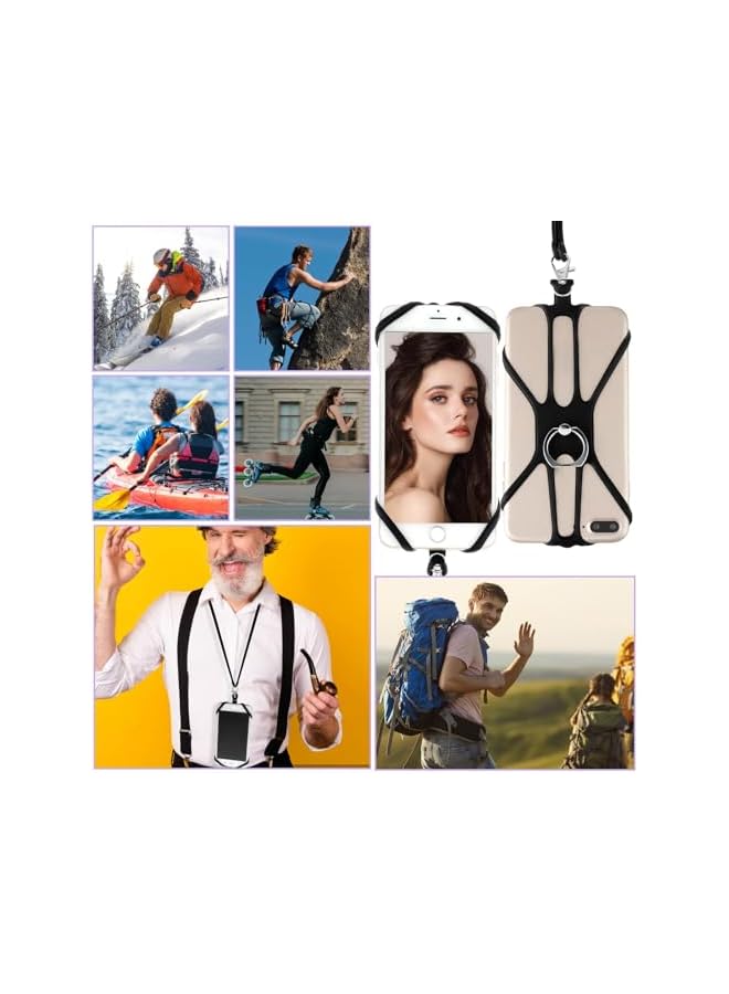 Green Tiger 2 PCS Comfortable Universal Phone Lanyard, Cell Phone Lanyard Neck Strap 2 in-1 Phone Strap with Finger Ring Holder Compatible with Most Smartphones (Black) - Image 4