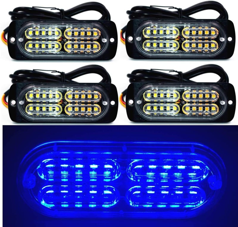 EASE2U E 12-24V 20-LED Super Bright Emergency Warning Strobe Light Bar - 4PCS (Blue) - Image 1