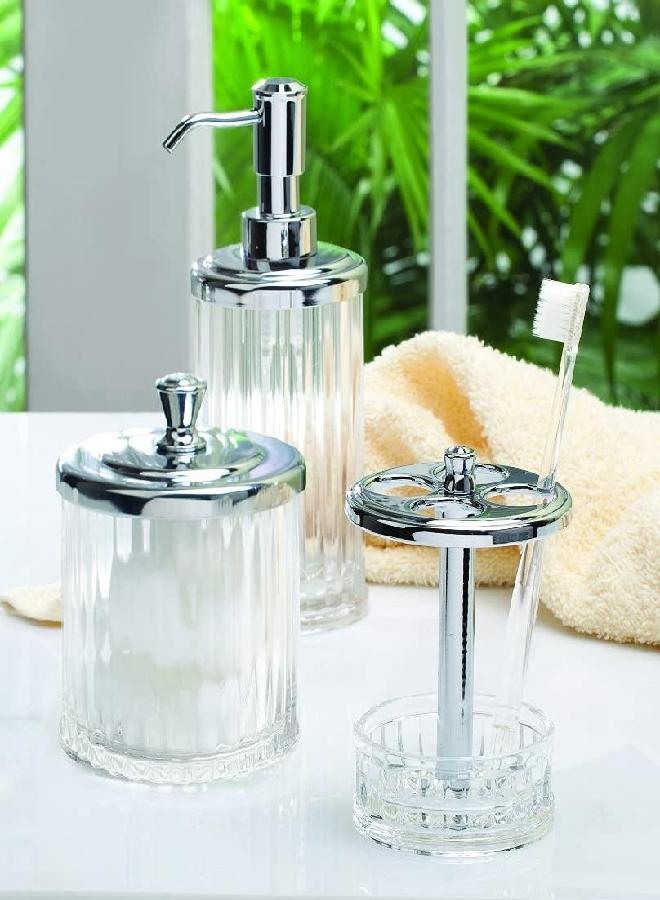 iDesign Alston Bathroom Vanity Canister Jar for Cotton Balls, Swabs, Cosmetic Pads - Clear/Chrome 3.5" x 3.5" x 5.1" - Image 3