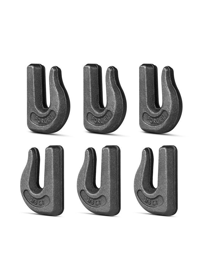 High-PQ 6Pack 3/8'' Weld-On Forged Clevis Grab Chain Hooks, Heavy Duty Forged Grade 70 Grade Utility Hook Weldable for Trailer Truck, Rigging, Car, SUV, RV, UTV, Tractors Loader Bucket-6600 LBS Capacity - Image 1
