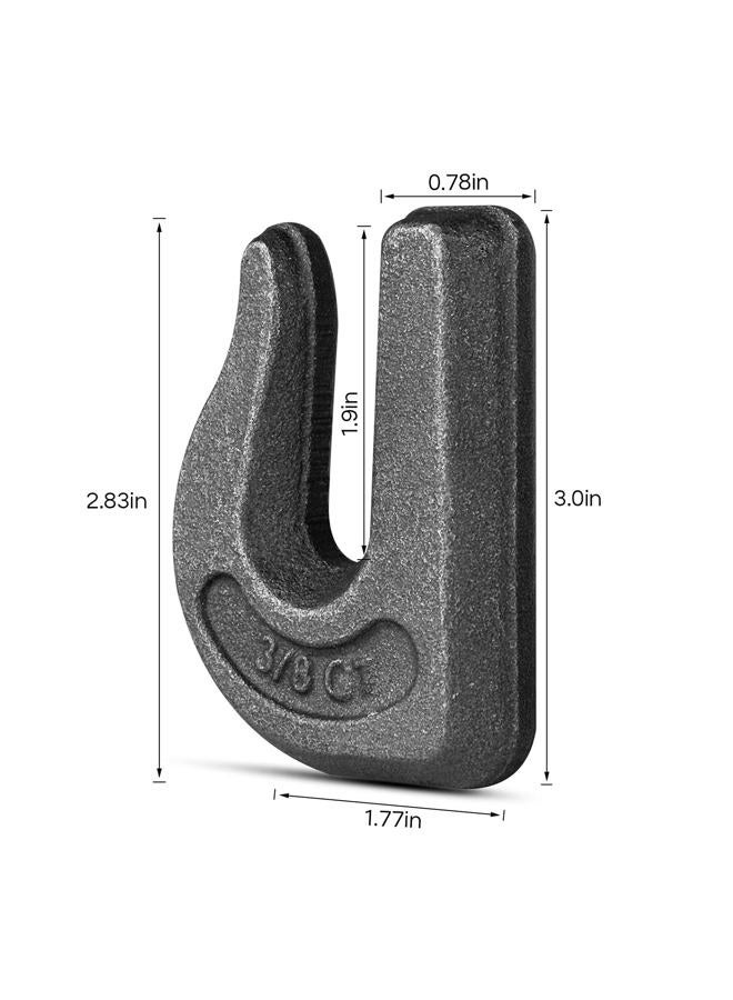 High-PQ 6Pack 3/8'' Weld-On Forged Clevis Grab Chain Hooks, Heavy Duty Forged Grade 70 Grade Utility Hook Weldable for Trailer Truck, Rigging, Car, SUV, RV, UTV, Tractors Loader Bucket-6600 LBS Capacity - Image 2
