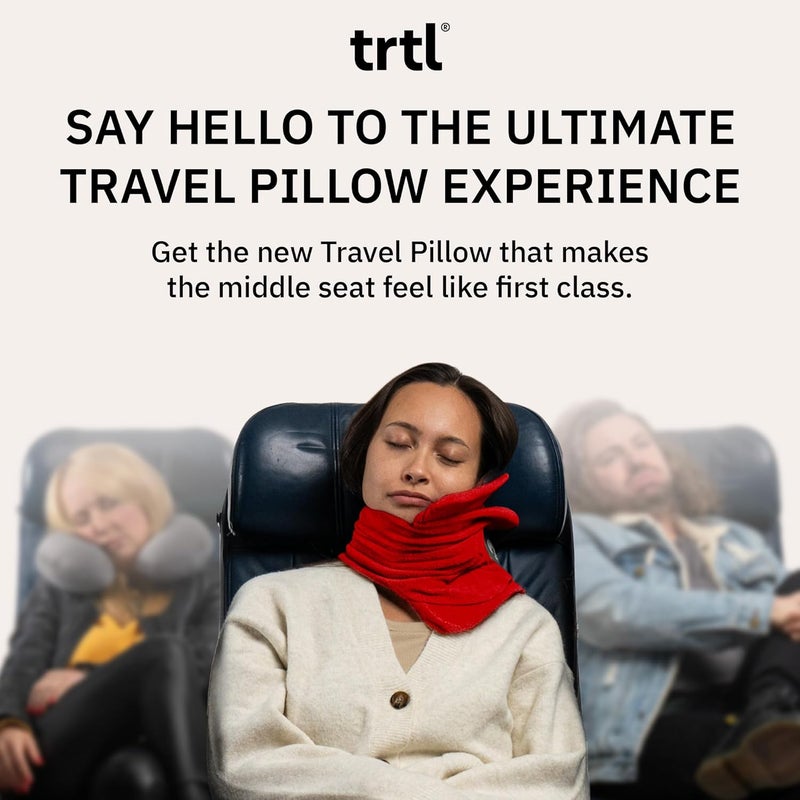 trtl Market diverse application fit Travel Pillow for Neck Support السفر والطيران - تجربة نوم حقيقية في الرحلات الطويلة - دعم للرقبة والكتف - وسادة رحلة ناعمة للغاية، خفيفة الوزن، سهلة الحمل، وقابلة للغسل في الغسالة - أحمر Global flexible sizing options - Image 2