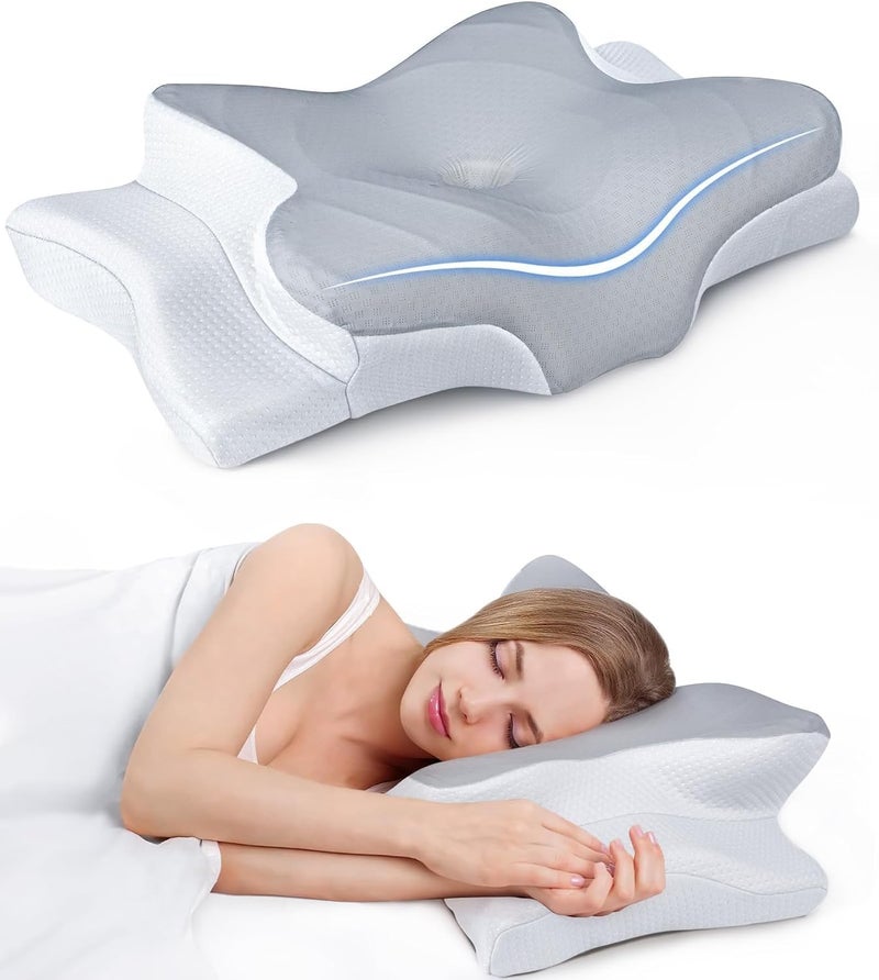 Cozyplayer Ultra Pain Relief Cooling Pillow for Neck Support, Adjustable Cervical Pillow Cozy Sleeping, Odorless Ergonomic Contour Memory Foam Pillows, Orthopedic Bed Pillow for Side Back Stomach Sleeper - Image 1