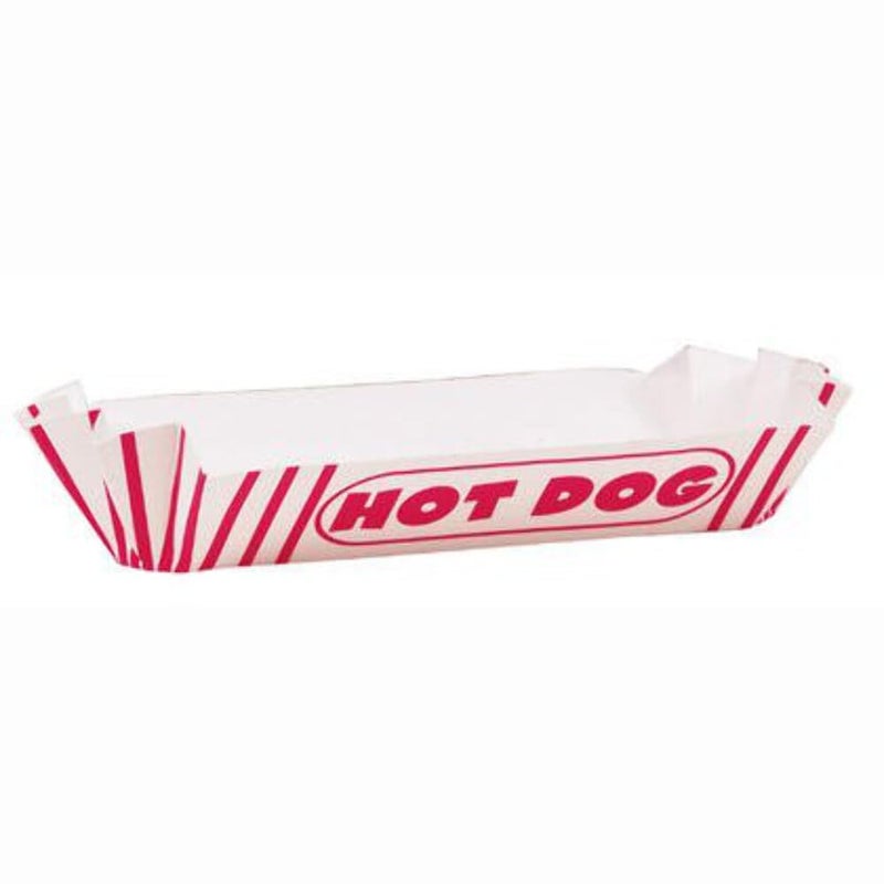 Unique Classic Red & White Striped Paper Hotdog Trays - 11" x 4.6", 8 Count - Disposable Serving Trays for BBQ, 4th of July, Birthday & Carnival Parties - Image 1
