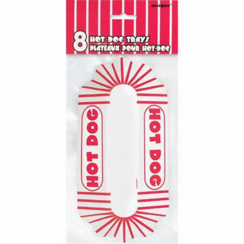 Unique Classic Red & White Striped Paper Hotdog Trays - 11" x 4.6", 8 Count - Disposable Serving Trays for BBQ, 4th of July, Birthday & Carnival Parties - Image 2
