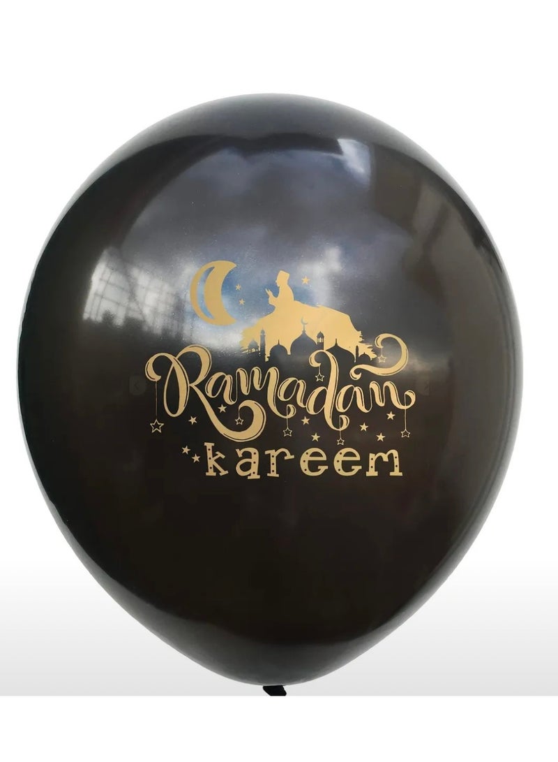 6pcs Set Ramadan Kareem Balloon Holy Month Celebration Decoration Black Gold Confetti Home School Nursery Eid Mubarak Iftar Event Indoor Outdoor Party Supplies Helium Air - Image 4