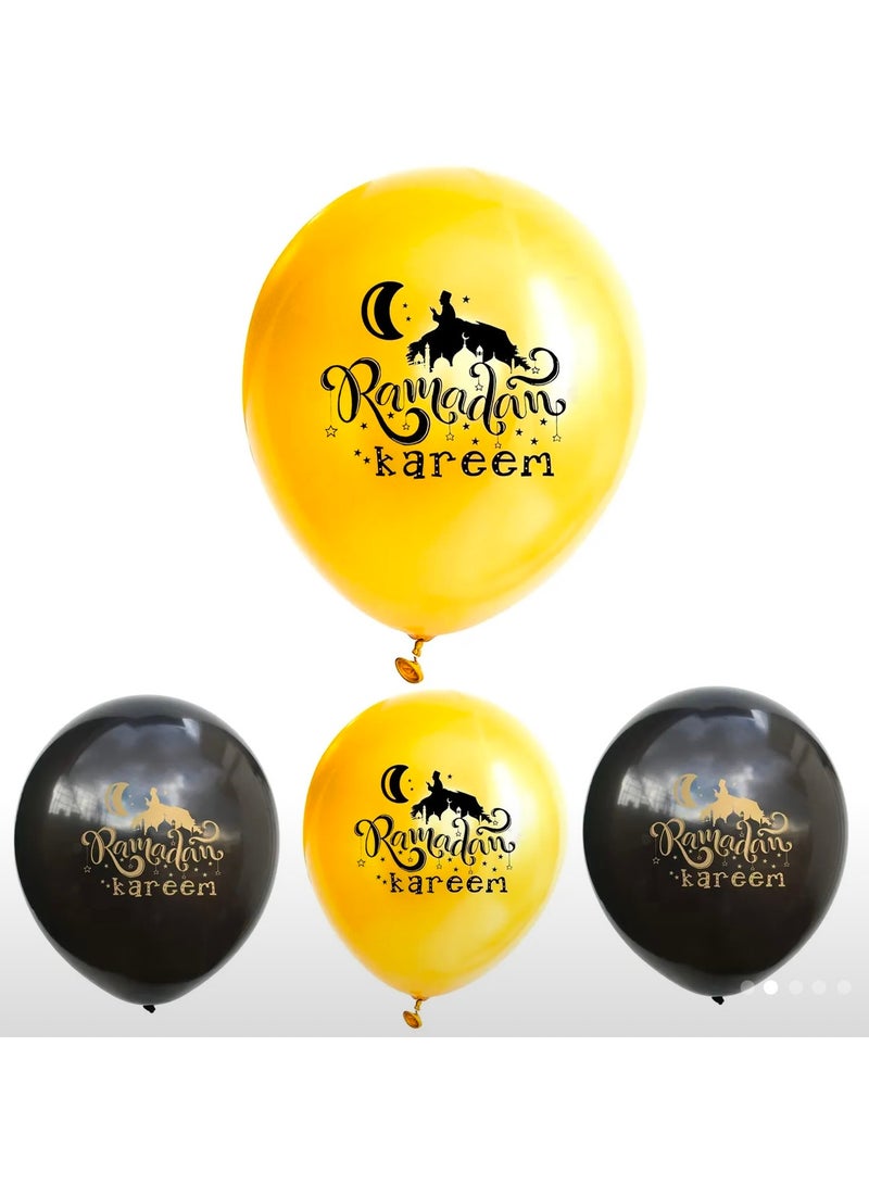 6pcs Set Ramadan Kareem Balloon Holy Month Celebration Decoration Black Gold Confetti Home School Nursery Eid Mubarak Iftar Event Indoor Outdoor Party Supplies Helium Air - Image 3