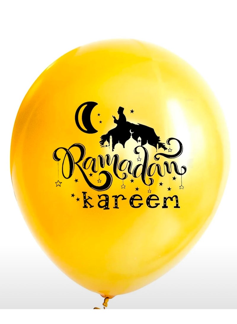 6pcs Set Ramadan Kareem Balloon Holy Month Celebration Decoration Black Gold Confetti Home School Nursery Eid Mubarak Iftar Event Indoor Outdoor Party Supplies Helium Air - Image 5