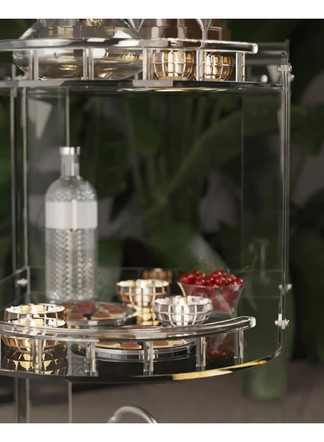 Horoof Market Horoof Home® Premium Acrylic 3-Tier Serving Trolley – Clear Plexiglass with Elegant Curved Design, Multipurpose Storage & Display Cart for Home or Office – 80x80x40 cm, TR005  - Image 2