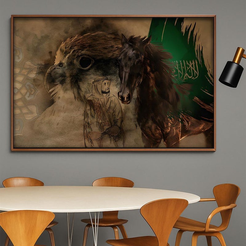 Marktna Canvas painting with a traditional art design and a hollow frame, measuring (90×60), one piece - Image 1