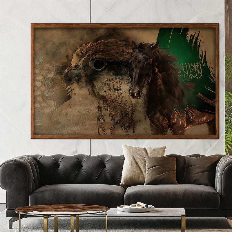 Marktna Canvas painting with a traditional art design and a hollow frame, measuring (90×60), one piece - Image 3