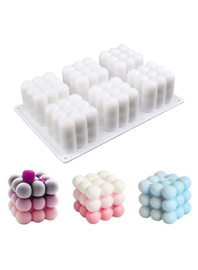 Actvty 3D Bubble Candle Molds - 6 Cavity Bubble Cube Silicone Mold for Candles Soap Making, Bubble Cake Mold for Baking Dessert Mousse Cake Jelly Ice Cream - Image 1