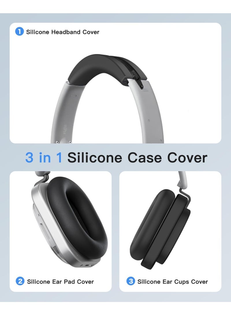 3-in-1 Silicone Case Cover for Nothing Headphone(1), Ear Pad Case Cover/Ear Cups Cover/Headband Cover,Nothing Headphone (1) Accessories, Washable & Sweatproof,Black - Image 4