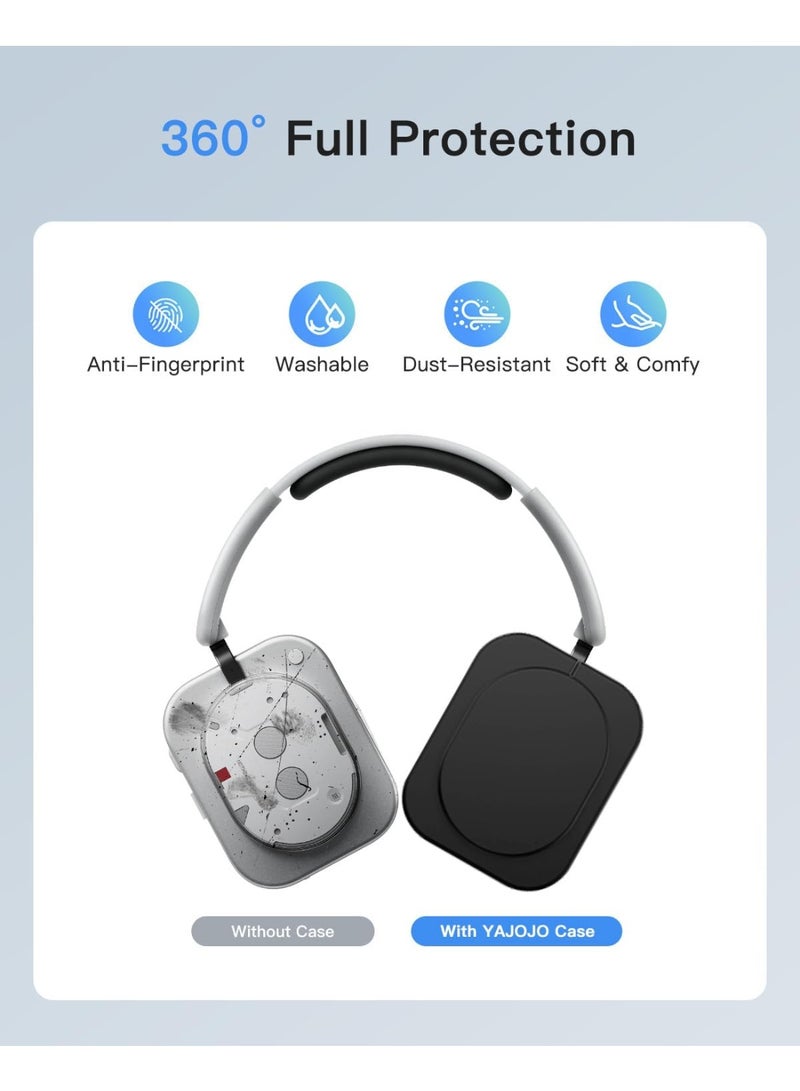 3-in-1 Silicone Case Cover for Nothing Headphone(1), Ear Pad Case Cover/Ear Cups Cover/Headband Cover,Nothing Headphone (1) Accessories, Washable & Sweatproof,Black - Image 3