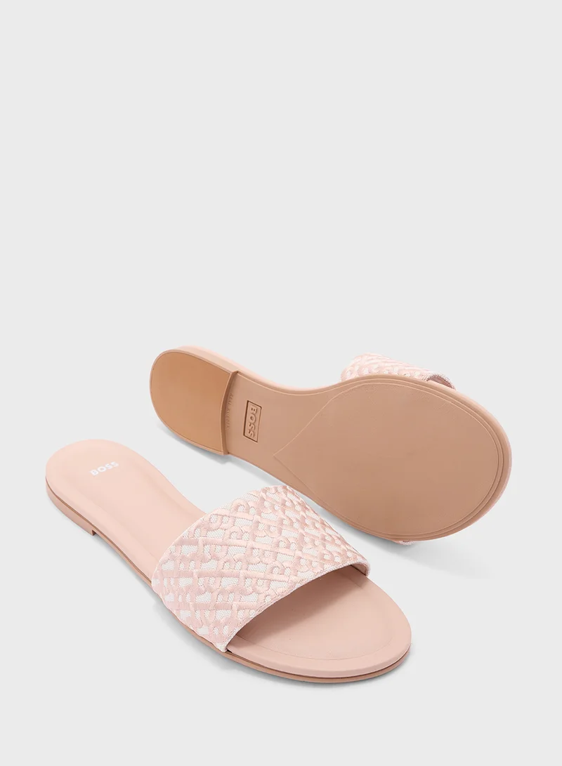 BOSS Single Strap Flat Sandals