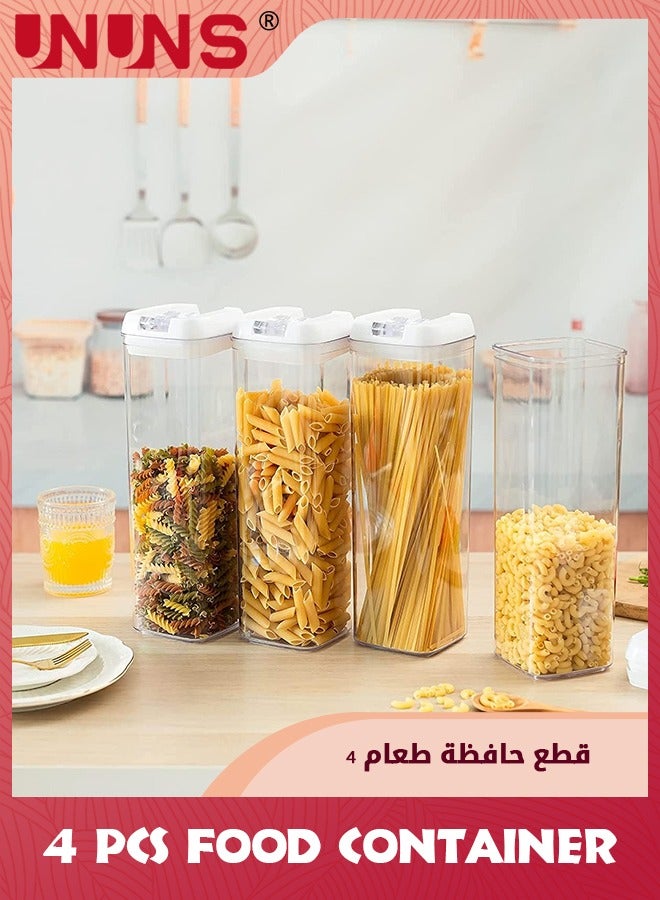 UNUNS مجموعة حاويات تخزين الطعام محكمة الغلق، 4 قطع حاوية تخزين طعام شفافة سعة 1.9 لتر مع غطاء، حاويات الحبوب والوجبات الخفيفة خالية من مادة BPA مع علامات قلم لتنظيم مخزن المطبخ وتخزينه، أبيض - Image 5