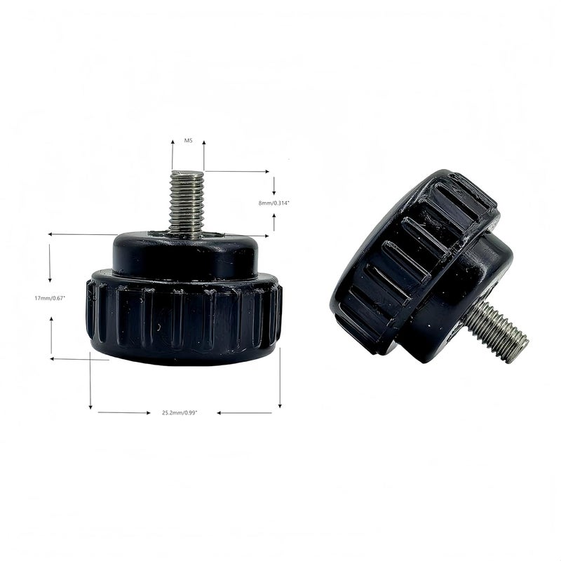 heyday M5x8mm 304 Stainless Steel Threaded Knurled Thumbscrew Screw on Knobs Grips Black Round Clamping Screw, Black(8 Pcs) - Image 2