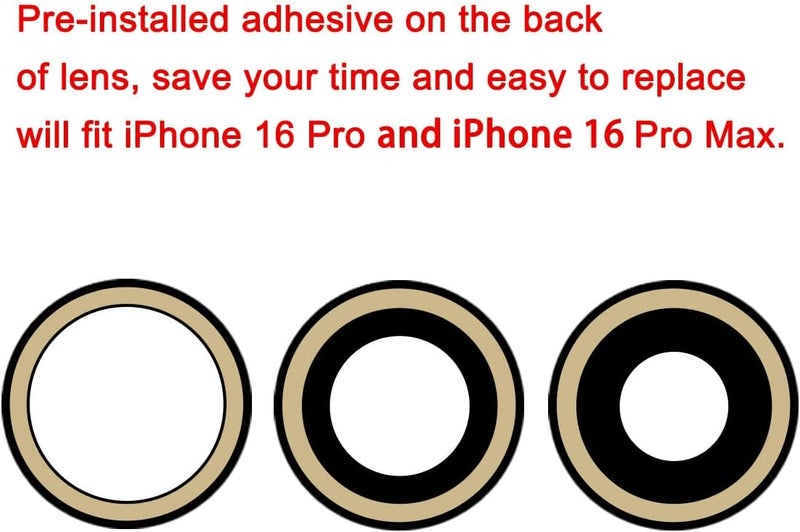 Perzework مجموعة عدسات كاميرا خلفية زجاجية بديلة 2 للإصدار iPhone 16 Pro و iPhone 16 Pro Max مع مجموعة أدوات الإصلاح - Image 4