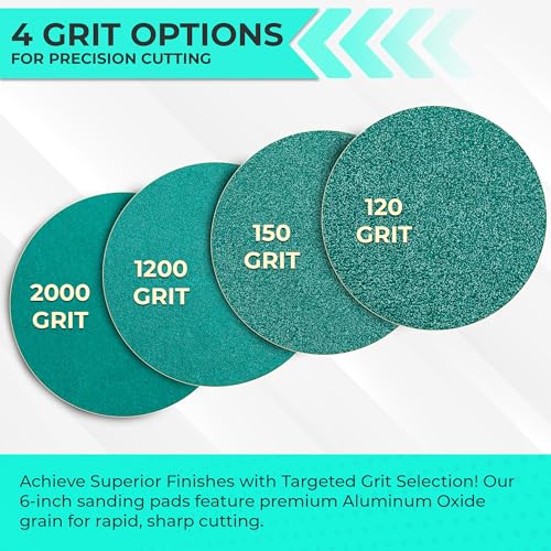 Sunmight Film Grip No Hole 6 Inch Sanding Discs - 120 Grit, Premium Aluminum Oxide - Strong Film Backing for Automotive, Marine, Wood & Metal Applications - Excellent Cutting and Long Life (50 Pcs) - Image 3
