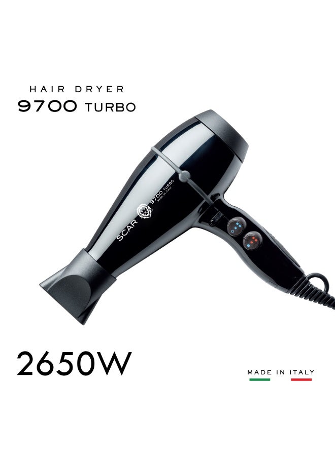 Scar 9700 Turbo Hair Dryer 2650W, Professional Fast Drying, Heat & Speed Settings - Image 2
