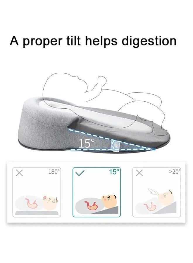 Baby Feeding Support Pillow, Anti Reflux Newborn Pillow, Reflux Breastfeeding Nursing Pad Mat for Reducing Spit-Up, Bottle Feeding (Grey) - Image 3