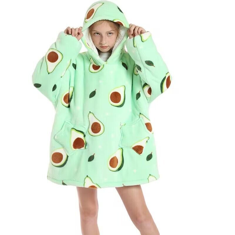 general Kids Cartoon Hooded Flannel Robe Winter Warm Home Clothing - Image 3