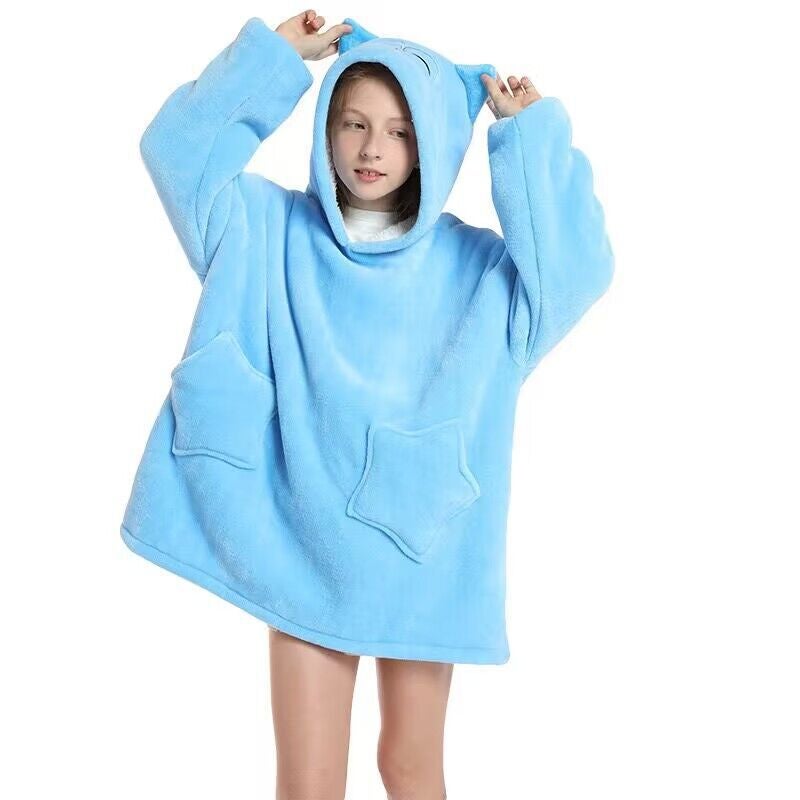 general Kids Cartoon Hooded Flannel Robe Winter Warm Home Clothing - Image 1