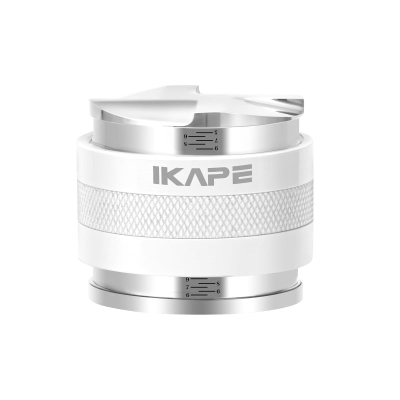 IKAPE Coffee Products 58mm Coffee Distributor  Hand Tamper Adjustable Depth Espresso Distributor Fits All 58mm Espresso Portafilter Compatible with Rancilio Gaggia Bottomless Portafilter White