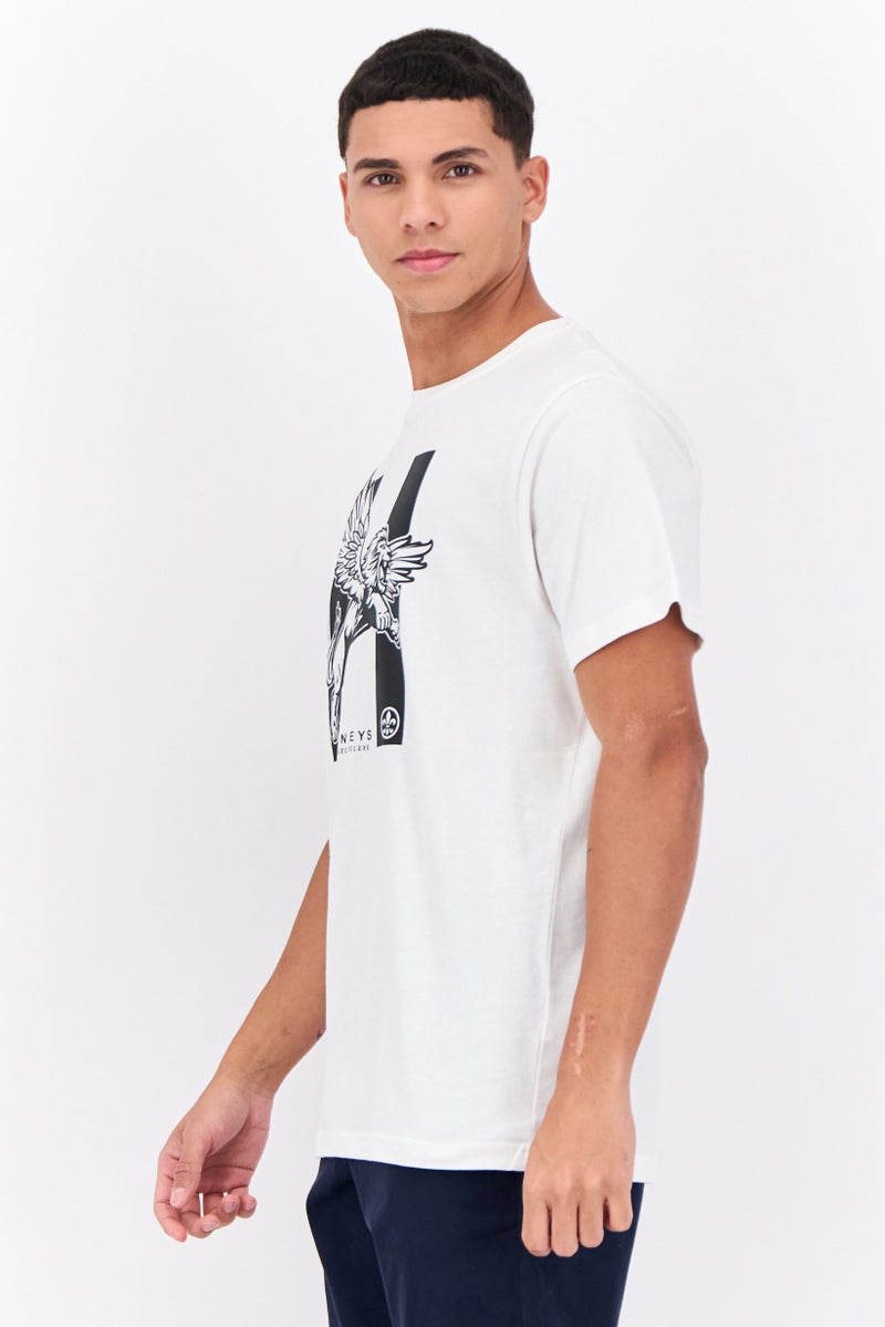 Henleys Men Crew Neck Short Sleeves Graphic Print T-Shirt, White - Image 2