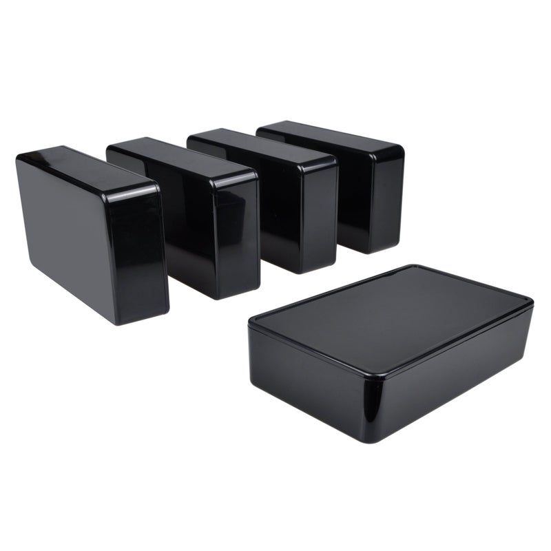 Pinfox 5 pack Electronic Prototype ABS Plastic Junction Project Box Enclosure 100mm by 60mm by 25mm for Portable Arduino DIY Black