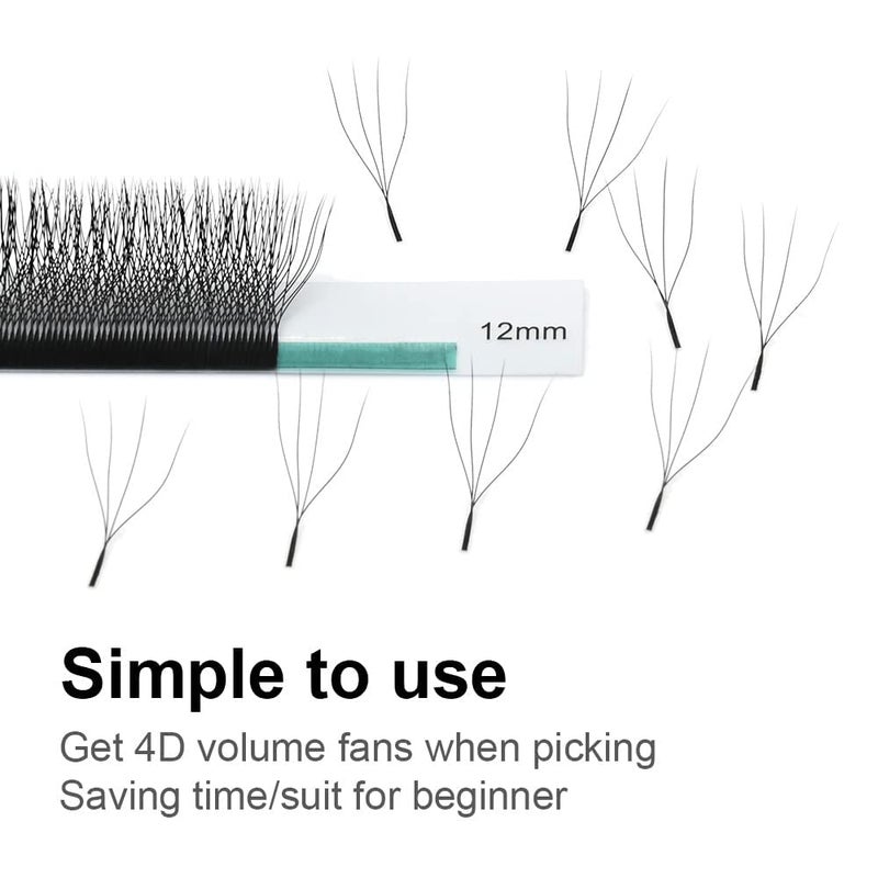 NAGARAKU 4D W Shape Eyelash Extension Volume Premade Matte Black Cluster Easy Fanning yy Eye Lashes with Thickness 007mm 9mm W4DCurlD - Image 5