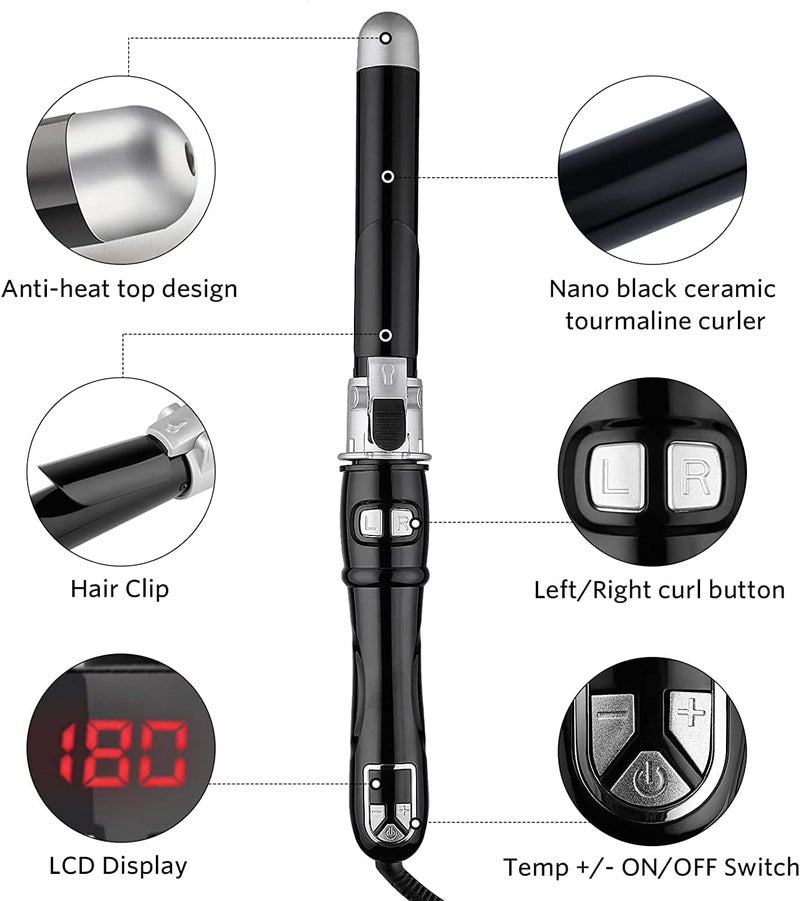 Luckam Hair Curly Iron, Automatic Rotating Hair Curling Wands, 28mm Curl Hair Waving Irons, Hair Styling Irons Hair Waver, 30s Instant Heat Wand, Black, 1 Pcs - Image 3