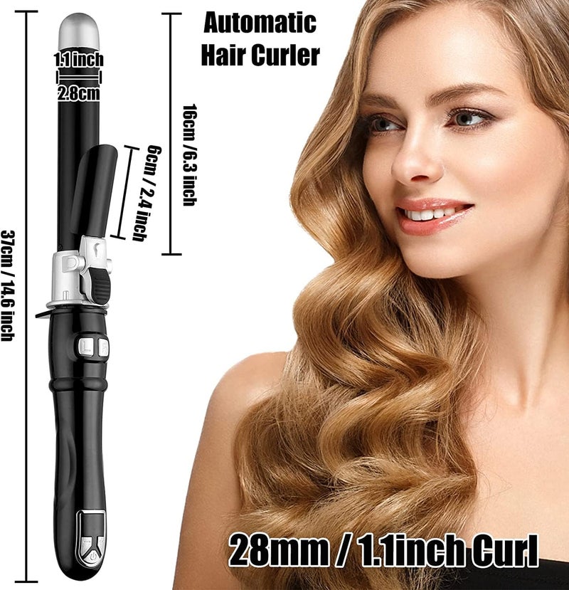 Luckam Hair Curly Iron, Automatic Rotating Hair Curling Wands, 28mm Curl Hair Waving Irons, Hair Styling Irons Hair Waver, 30s Instant Heat Wand, Black, 1 Pcs - Image 4