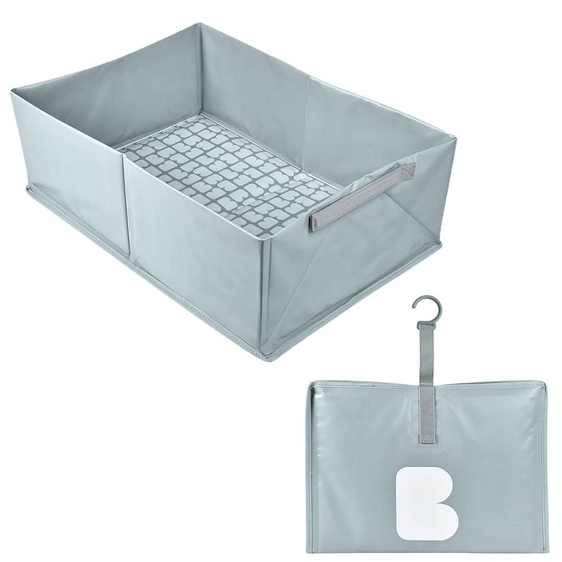 BÉABA بيبا، حوض استحمام للأطفال قابل للطي، فائق الصغر، أنيق وعصري، تخزين عملي، مساحة صغيرة، سهل الاستخدام، حوض استحمام كاميليو القابل للنفخ، أزرق - متوافق مع بيبا ترانزاكت - Image 1