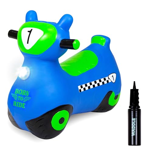 Waddle Bouncy Hopper Inflatable Hopping Animal Scooter Indoors and Outdoor for Toddlers and Kids Pump Included Boys and Girls Ages 2 Years and Up Blue Zoomer - Image 1