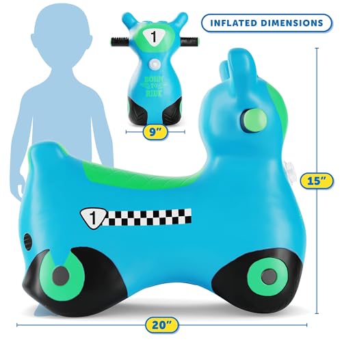 Waddle Bouncy Hopper Inflatable Hopping Animal Scooter Indoors and Outdoor for Toddlers and Kids Pump Included Boys and Girls Ages 2 Years and Up Blue Zoomer - Image 5