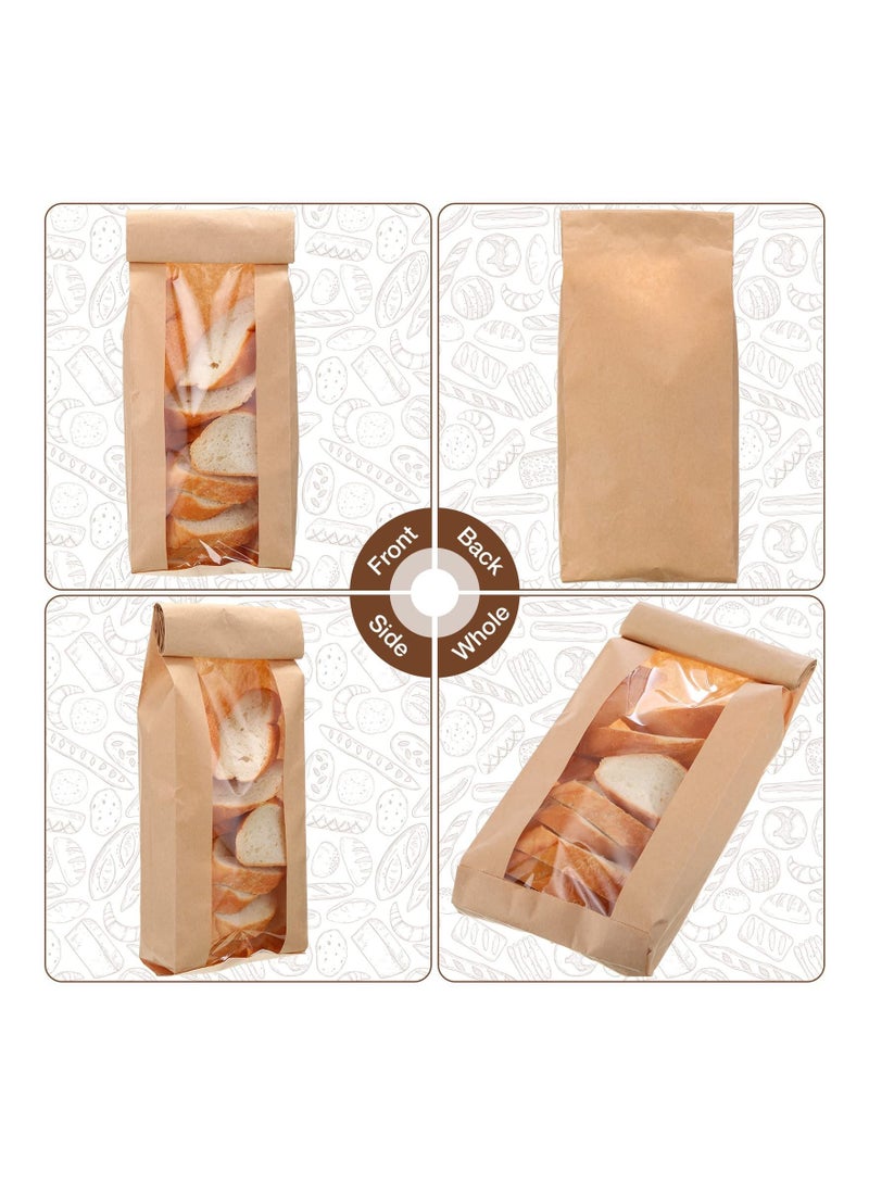 SYOSI Paper Bread Bag, 100PCS Homemade Bread Bags with Window, Baguette Bag for Bread, Brown Kraft Loaf Storage Sacks, Long French Bread Bags, Bread Biscuits Packaging (4.5 x 2 x 24 Inch) - Image 2