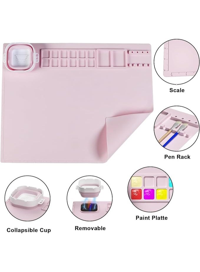 Cool Baby Silicone Painting Mat, Kids Painting Mat 51 * 40.5cm, Silicone Art Mat with Foldable Cleaning Cup, Handmade Erasable Washable, for Painting, Art, Handmade, Make Mold, and DIY Creations(Pink) - Image 3
