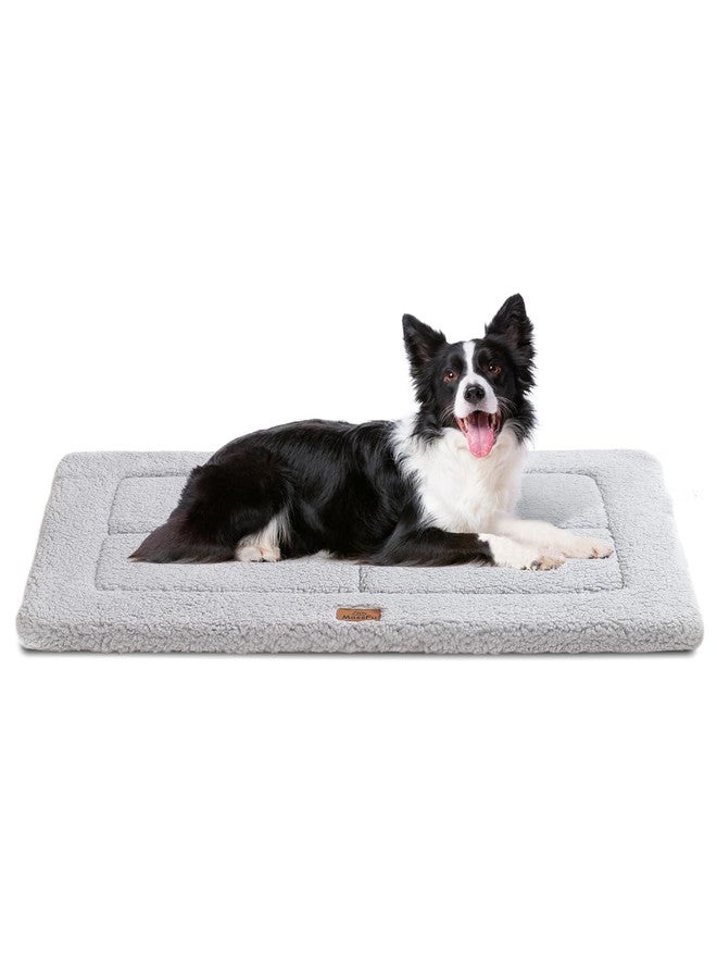 MASSFU Dog Beds Crate Pad for Medium Small Dogs, Reversible & Washable Non-Slip Kennel Pet Mat, Soft Fleece and High Density Foam Cat Bed for Indoor & Outdoor Use, 36" x 27", Gray - Image 1